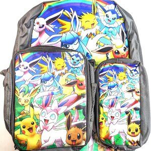 Pokemon Backpack, Lunchbox and Pencil Bag - Pikachu and Eevee Backpack Combo